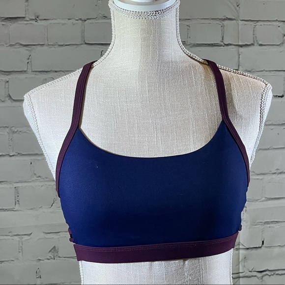 NWOT FABLETICS perry lace up sports bra   cross cross SMALL blue & purple - Picture 4 of 6